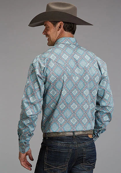 Camisa vaquera de hombre Stetson 1918 Turquoise Medallion (Azul)