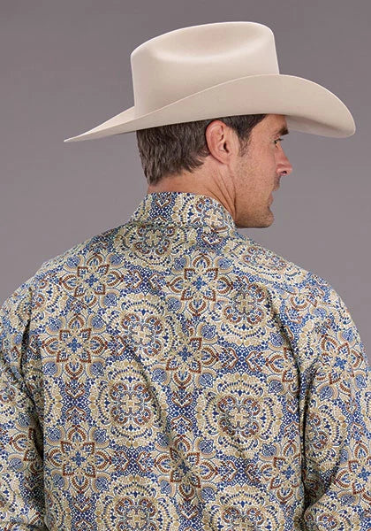 Stetson 2515 Summer Medallion (Azul) - Camisa Vaquera de Hombre