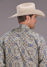Stetson 2515 Summer Medallion (Azul) - Camisa Vaquera de Hombre