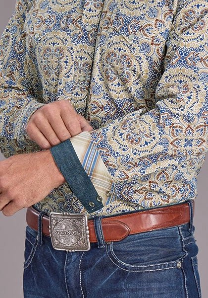 Stetson 2515 Summer Medallion (Azul) - Camisa Vaquera de Hombre
