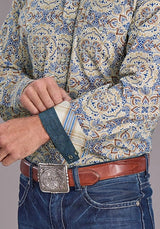 Stetson 2515 Summer Medallion (Azul) - Camisa Vaquera de Hombre