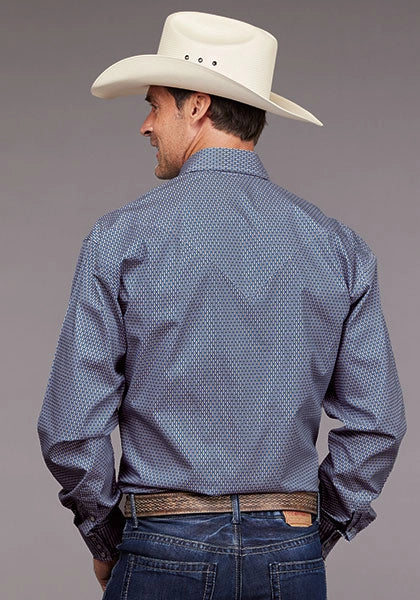 Camisa vaquera de hombre Stetson 2030 Diamond Neat (Azul)