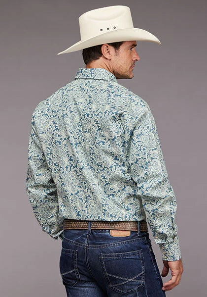 Stetson 2034 Tonal Paisley (Azul) - Camisa Vaquera de Hombre