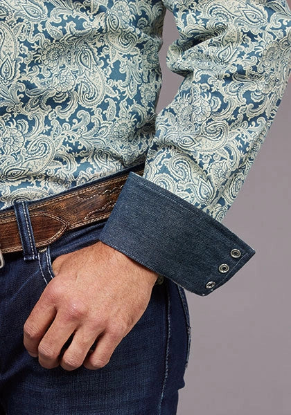 Stetson 2034 Tonal Paisley (Azul) - Camisa Vaquera de Hombre
