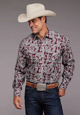 Stetson 2035 Country Paisley (Wine) - Men's Western Shirt