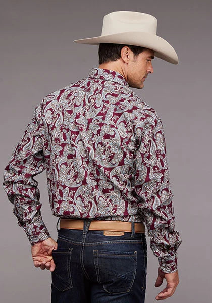 Stetson 2035 Country Paisley (Burdeos) - Camisa Vaquera de Hombre