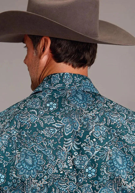 Camisa vaquera de hombre Stetson Forest Paisley (Verde)