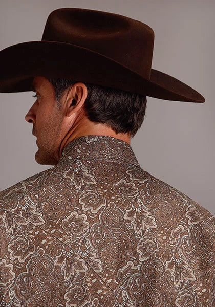 Camisa vaquera de hombre Stetson 1651 de cuero Paisley (marrón)