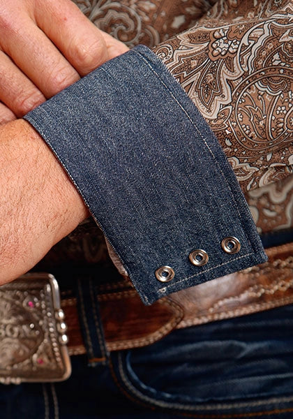 Camisa vaquera de hombre Stetson 1651 de cuero Paisley (marrón)