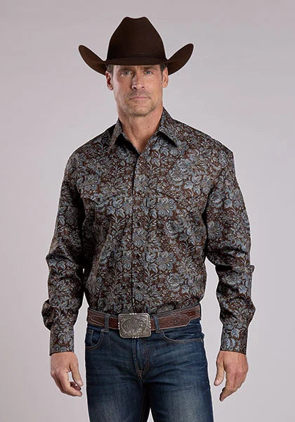 Stetson 2575 Fall Paisley (Marrón) - Camisa Western para Hombre