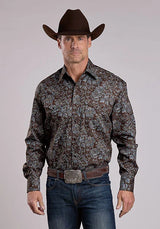 Stetson 2575 Fall Paisley (Marrón) - Camisa Western para Hombre