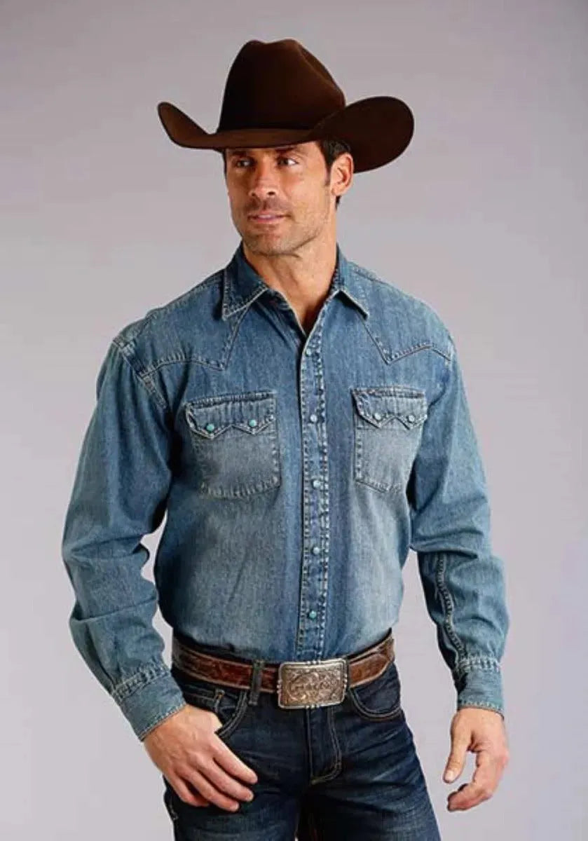 Camisa vaquera Stetson Denim Drift (azul) - para hombre
