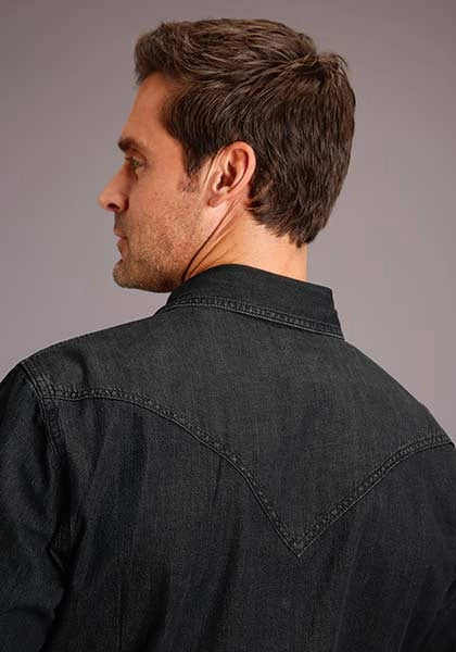 Camisa vaquera moderna Stetson (negra) - para hombre