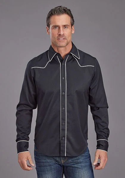 Stetson 2302 Sarga Resistente (Negra) - Camisa Western de Hombre