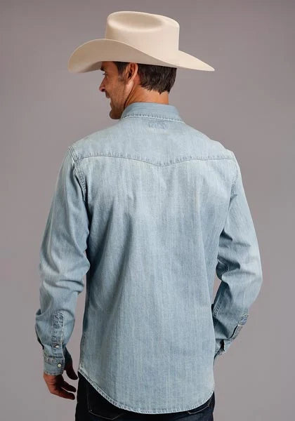 Camisa vaquera Stetson elástica (lavado claro) - para hombre