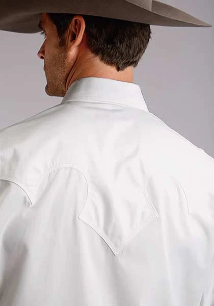 Stetson 0158 Popelín Óptico (Blanco) - Camisa Western de Hombre