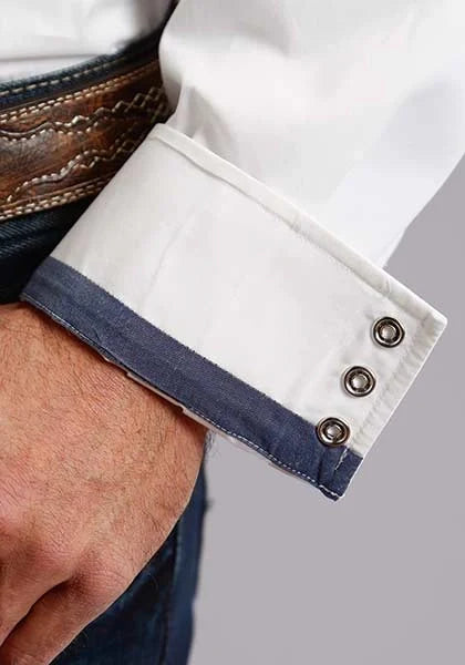 Stetson 0158 Popelín Óptico (Blanco) - Camisa Western de Hombre