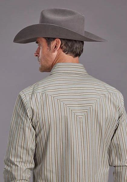 Stetson 2148 Dobby Stripe (Marrón) - Camisa Vaquera para Hombre