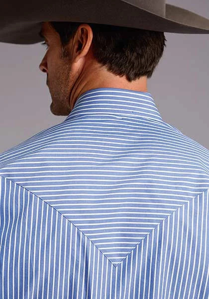 Camisa vaquera de hombre Stetson 0898 Candy Stripe (Azul)