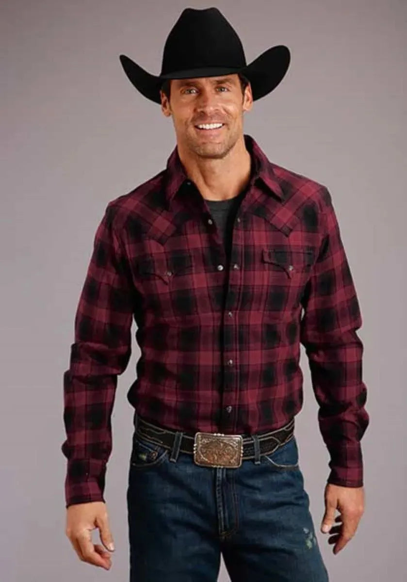 Camisa vaquera de hombre Stetson Check Mate (Negra)