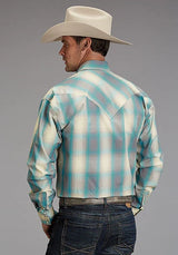 Camisa vaquera de hombre Stetson 1927 Smoke Plaid (Turquesa)