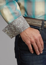 Camisa vaquera de hombre Stetson 1927 Smoke Plaid (Turquesa)