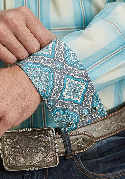 Stetson 1929 Aqua Ombre (Azul) - Camisa Western para Hombre