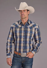 Stetson 2513 Ranch Plaid (Azul) - Camisa Vaquera para Hombre