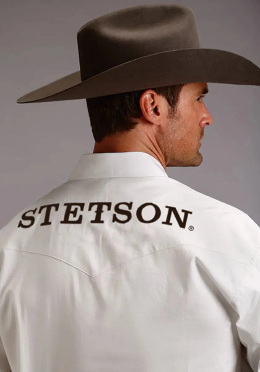 Camisa vaquera Stetson Logo Wear (blanca) - Hombre