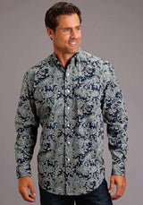 Stetson Deep Marine (Blue) - Men's Western Shirt