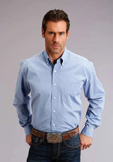 Stetson 5661 End On End (Blue) - Men's Western Shirt