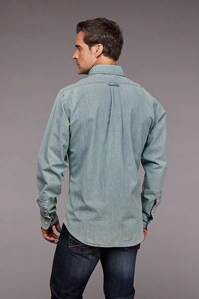Camisa vaquera Stetson de chambray con botones en la parte delantera (azul) - Hombre