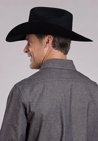 Camisa vaquera de hombre Stetson Chambray con botones en la parte delantera (azul marino)