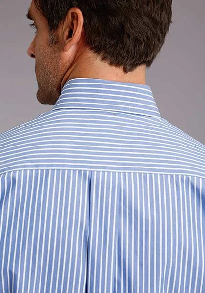 Stetson 0898 Raya de Caramelo Recta (Azul) - Camisa Vaquera de Hombre