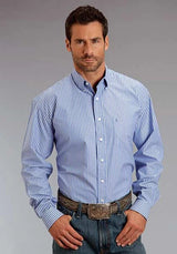 Stetson 0898 Candy Stripe Straight (Blue) - Men's Western Shirt