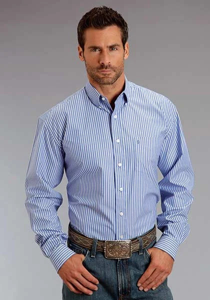 Stetson 0898 Raya de Caramelo Recta (Azul) - Camisa Vaquera de Hombre