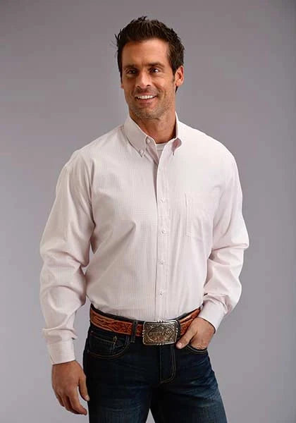 Stetson 5663 Raya Doble Recta (Rosa) - Camisa Western de Hombre