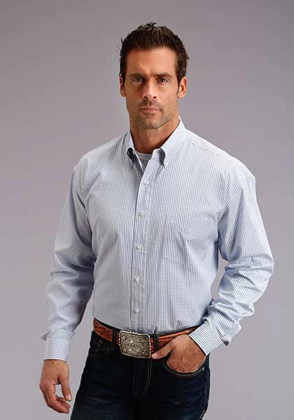 Stetson 5663 Raya Doble Recta (Azul) - Camisa Vaquera de Hombre