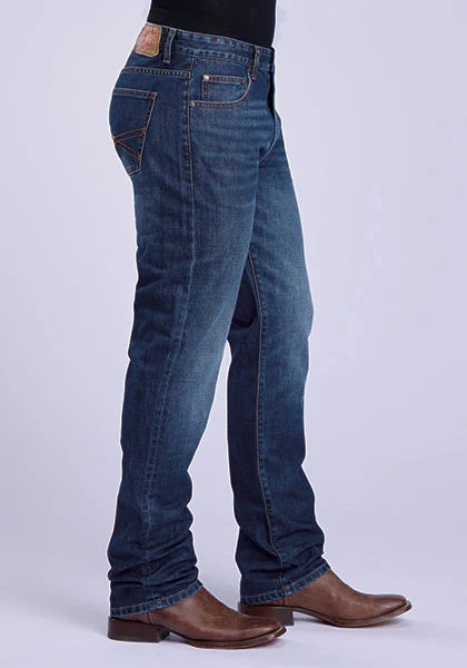 Jeans Stetson 1210 Corte Recto (Naranja/Lavado Oscuro) - Hombre