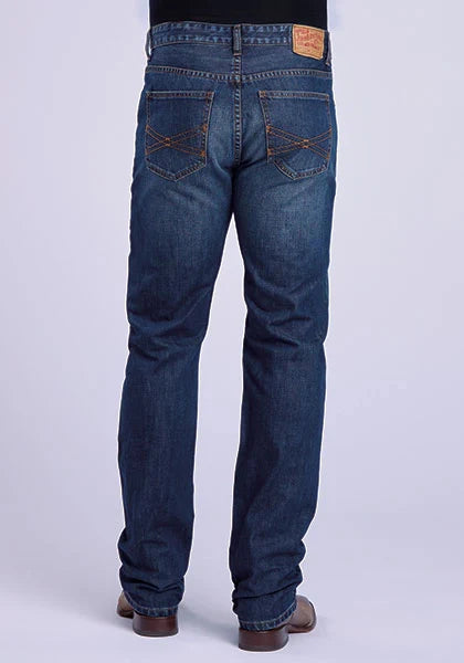 Jeans Stetson 1210 Corte Recto (Naranja/Lavado Oscuro) - Hombre