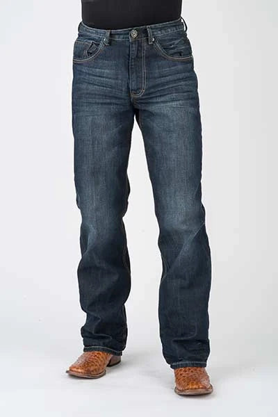 Pantalones Vaqueros de Hombre Stetson 1312 Fit con Bolsillos de Retazos (Lavado Oscuro)