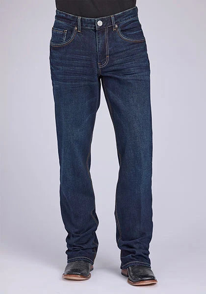 Stetson 1313 Modern Fit Stretch (Dorado/Lavado oscuro) - Jeans para hombre
