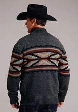 Stetson Arrow Border (gris) - Suéter de lana mezclada para hombre
