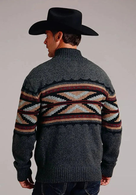 Stetson Arrow Border (gris) - Suéter de lana mezclada para hombre