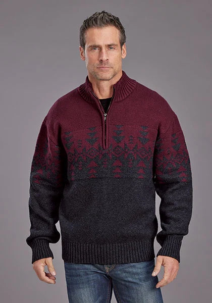 Stetson 2308 Sudadera con Cremallera de Cuarto de Longitud (Roja) - Para Hombre