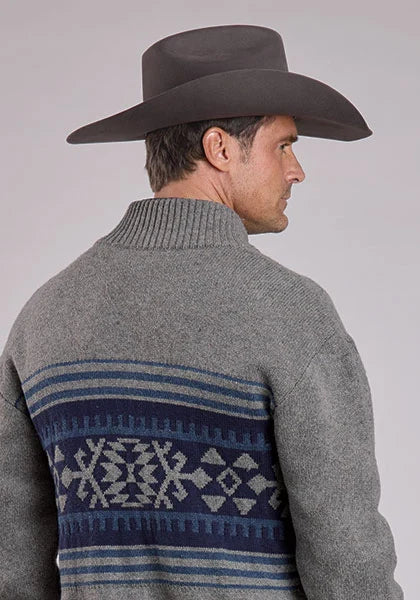 Stetson 2776 Borde Azteca (Gris) - Suéter de Lana para Hombre