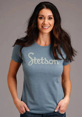 Stetson Vintage Script (Azul) - Camiseta de manga corta para mujer
