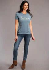 Stetson Vintage Script (Azul) - Camiseta de manga corta para mujer
