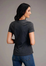 Stetson Sunset and Mountain (Grey) - Women's Short Sleeve T-Shirt