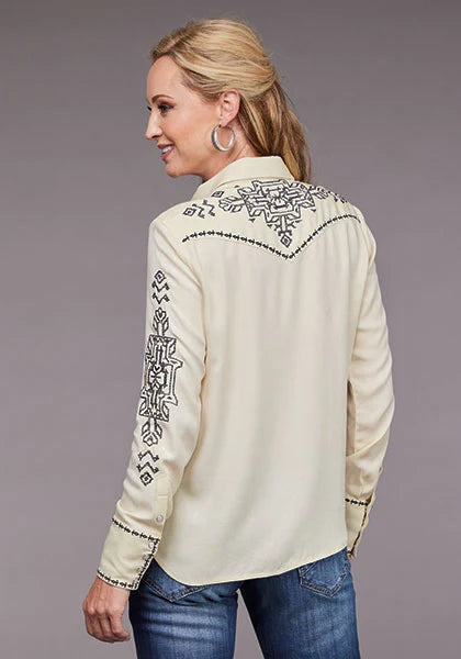 Stetson 2098 Sarga Western (Crema) - Blusa para Mujer
